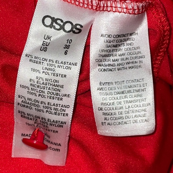 NEW ASOS Lace Insert Skater Dress With High Low Hem - Red / UK 10 US 6 - Picture 14 of 17